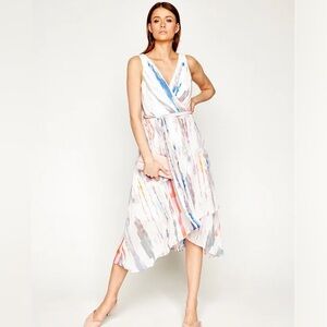 DKNY Watercolor Chiffon V Neck Faux Wrap Dress — Never Worn!